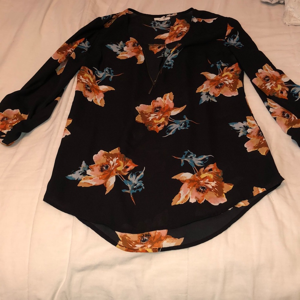 A black floral blouse